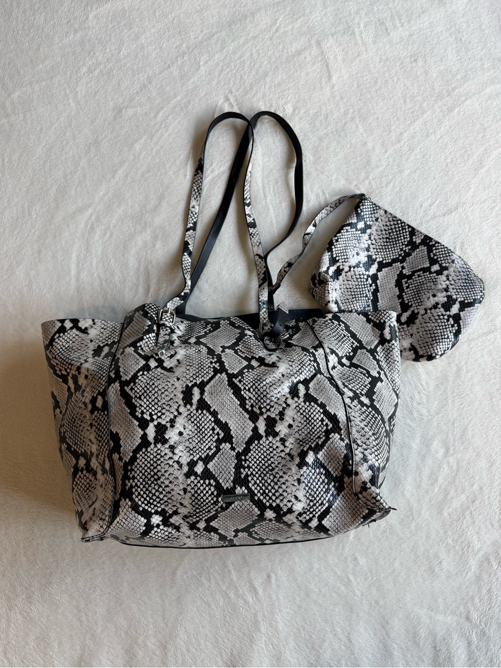 Snake-Print ALDO Tote Bag with Zipper Pouch